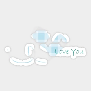 Love You With Blue Gingham by Suzy Hager Sticker